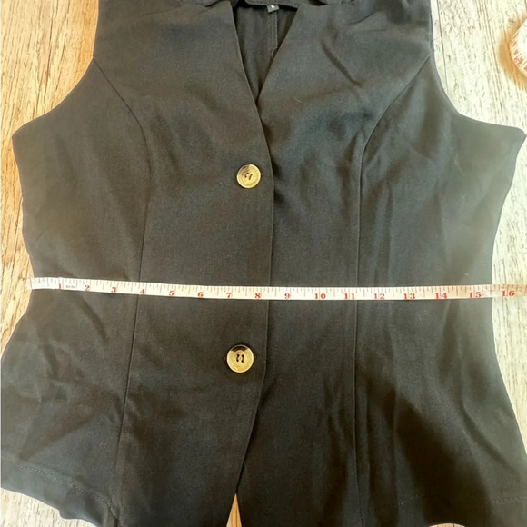 Vest Sleeveless Blazer Black 2 Button size M/L - Picture 11 of 13